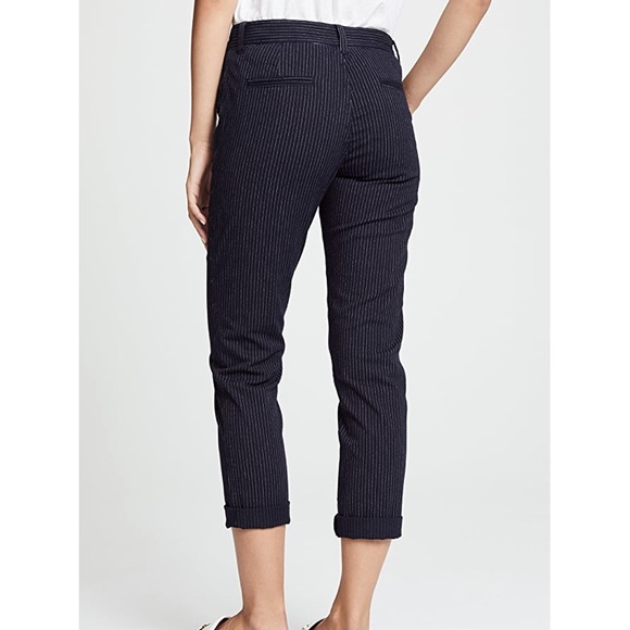 Current/Elliott The Confidant Pinstripe Trouser Pant in Navy Blue Size 24 - Picture 4 of 16